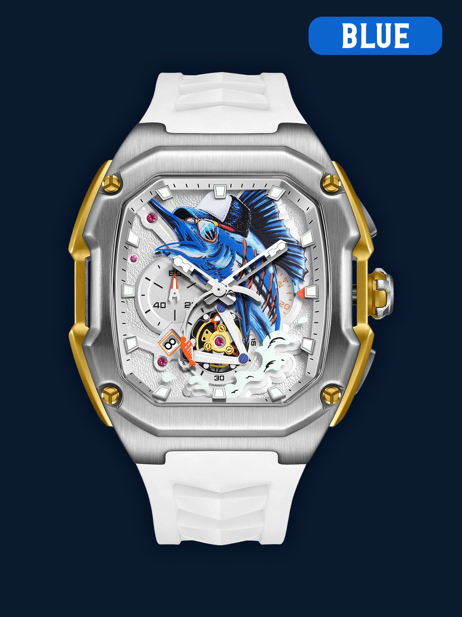 Artistic Fish Dial, Stainless Steel Case, Waterproof Sport Watch