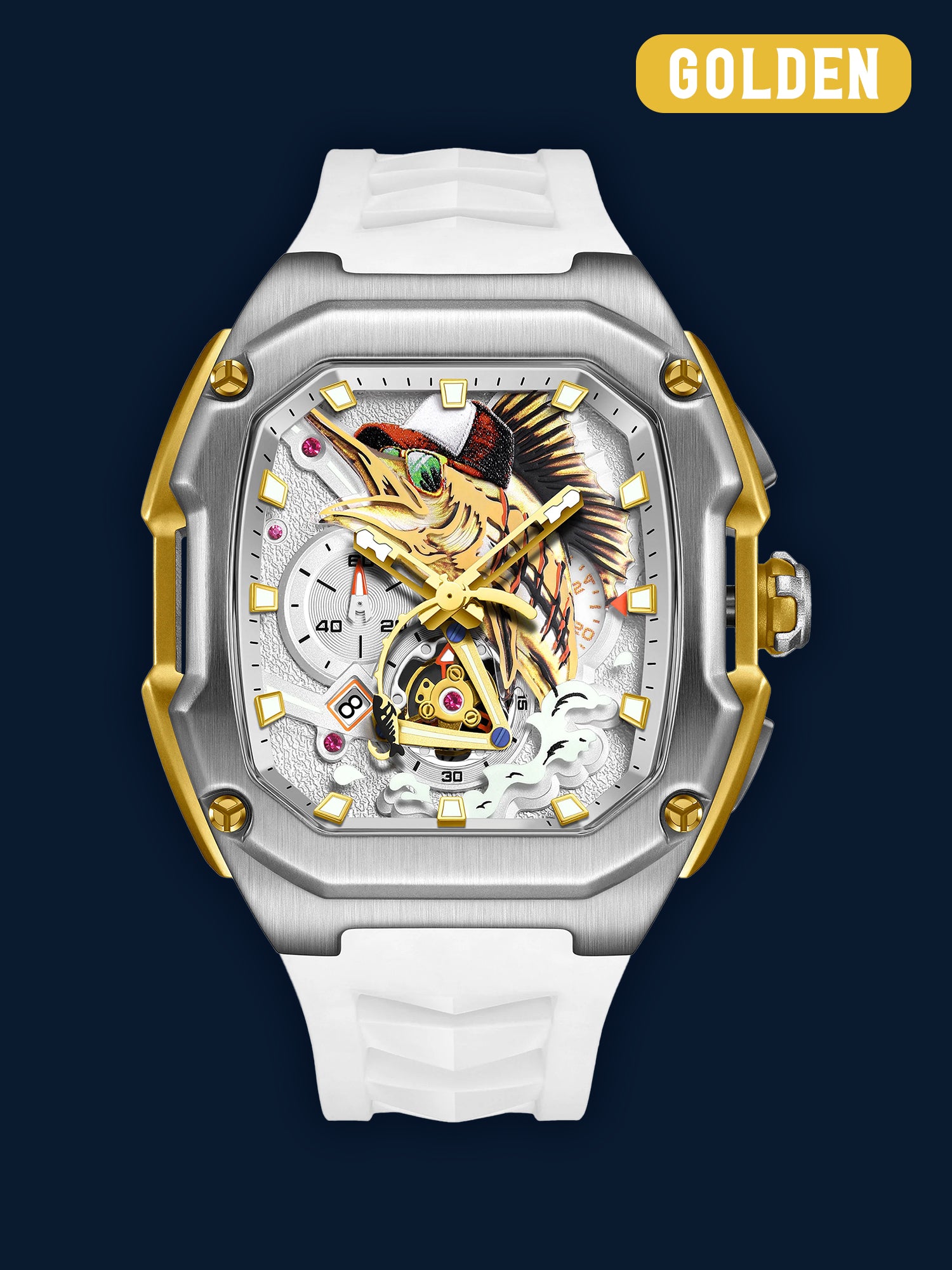 Artistic Fish Dial, Stainless Steel Case, Waterproof Sport Watch