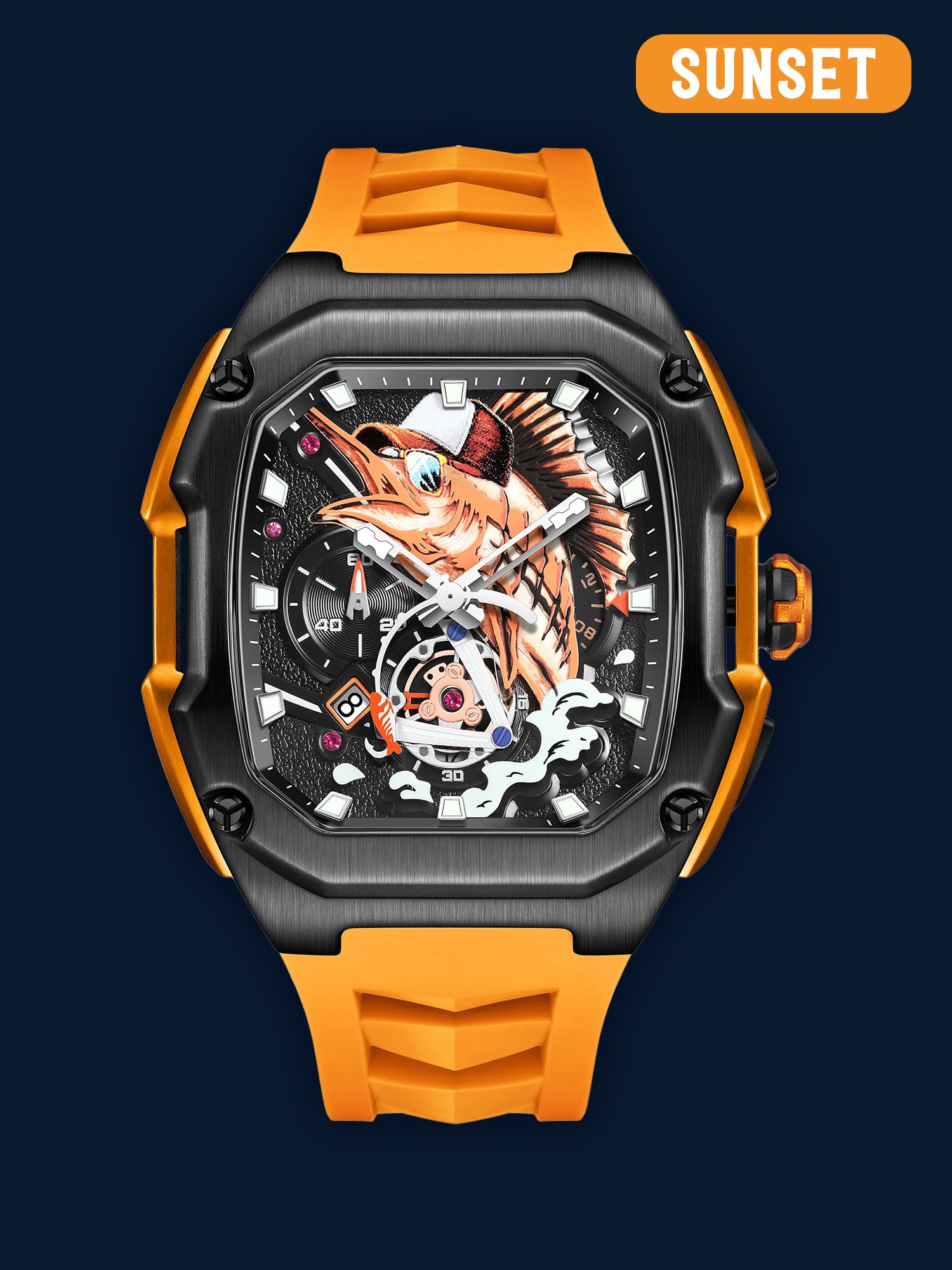 Artistic Fish Dial, Stainless Steel Case, Waterproof Sport Watch