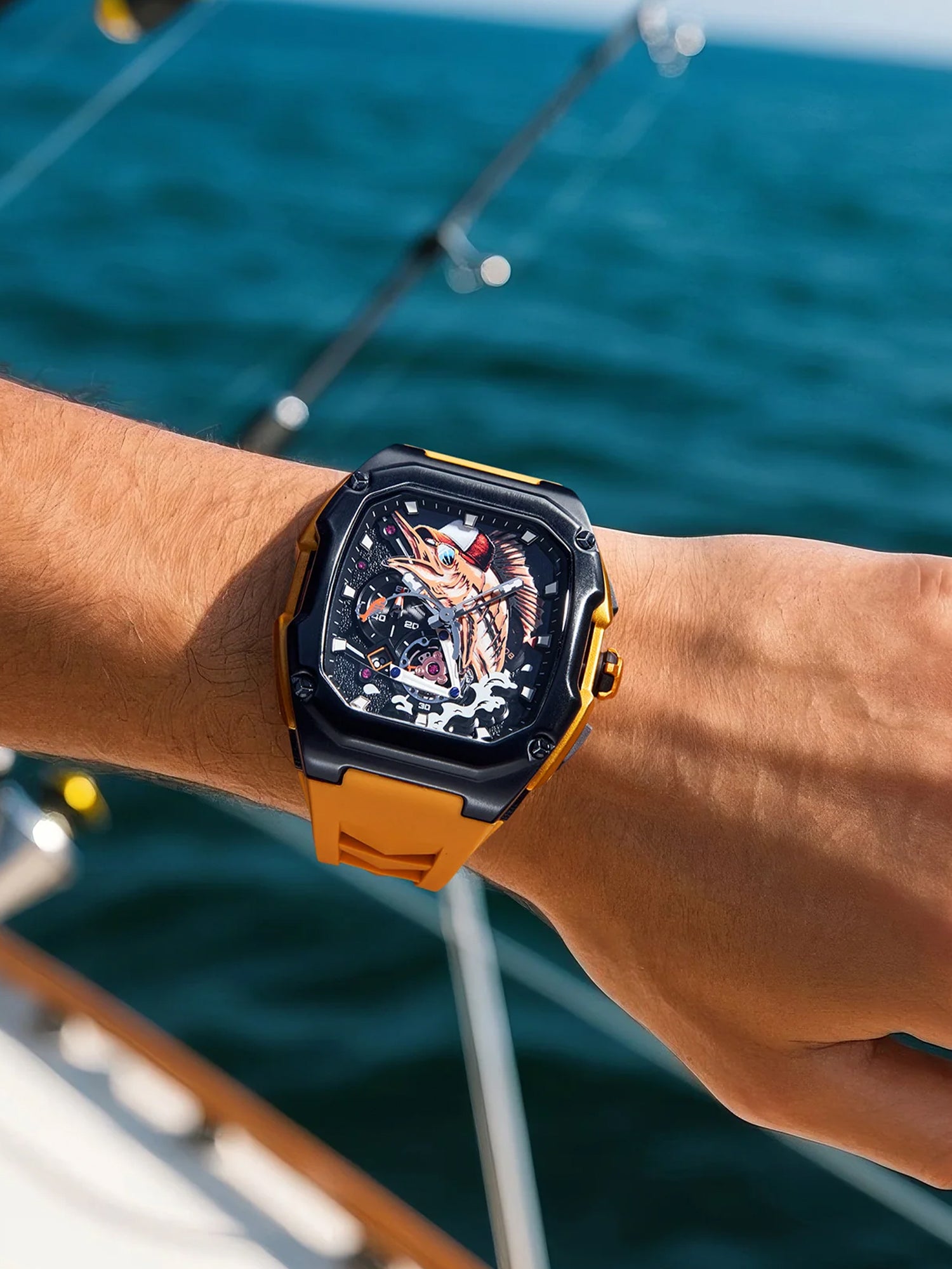 Artistic Fish Dial, Stainless Steel Case, Waterproof Sport Watch